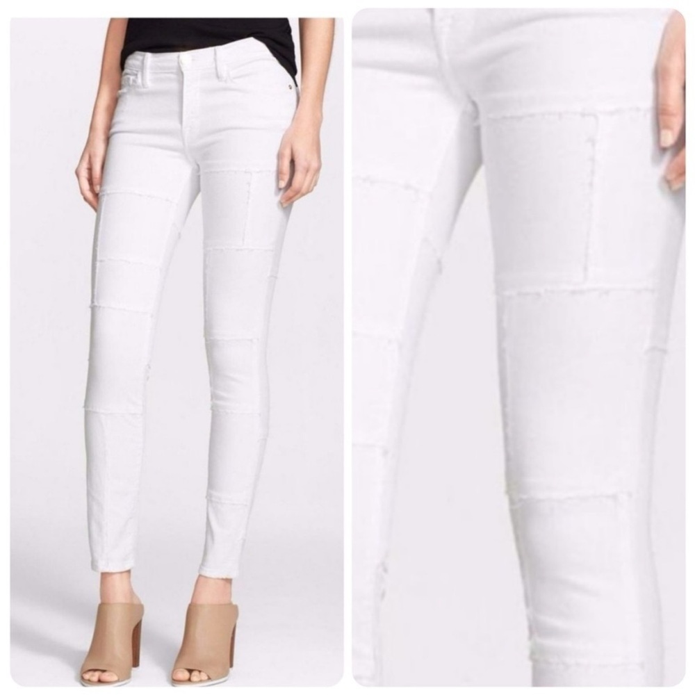 FRAME Denim Le Skinny de Jeanne White Patch Panel Patchwork Jeans Size 29